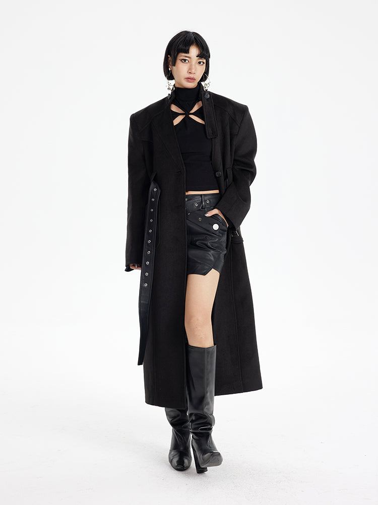 TINY IN  long black woolen coat-DADA