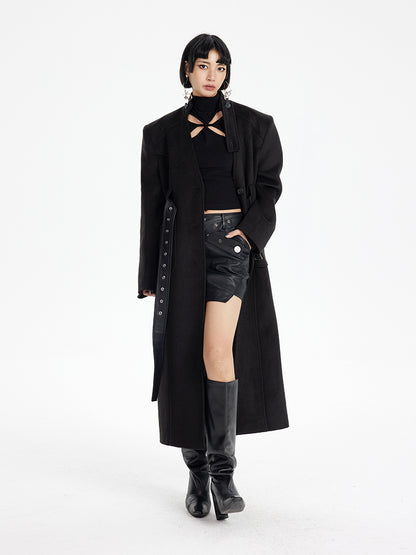 TINY IN  long black woolen coat-DADA