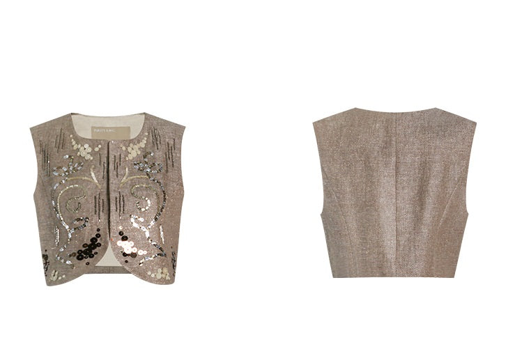 M essential Enchanting Exotic  Resort Linen Vest Chiffon Shirt-AMIRELLE.