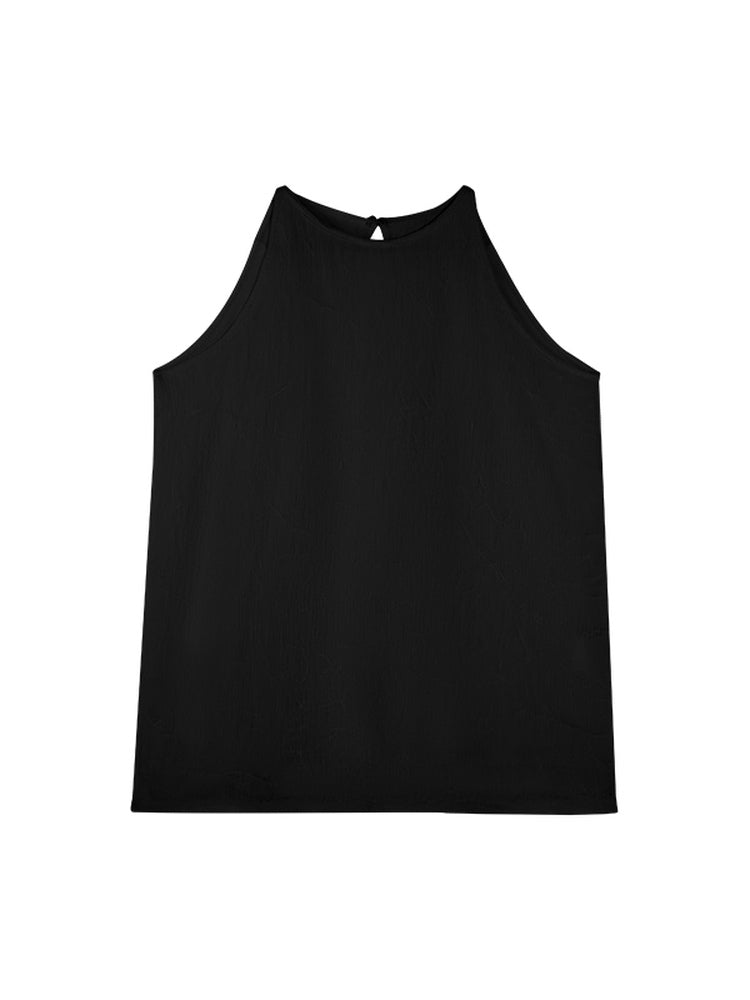 HECO Chinese style wrinkle elastic crew neck vest  age-reducing top - CAST.