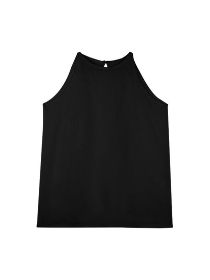HECO Chinese style wrinkle elastic crew neck vest  age-reducing top - CAST.