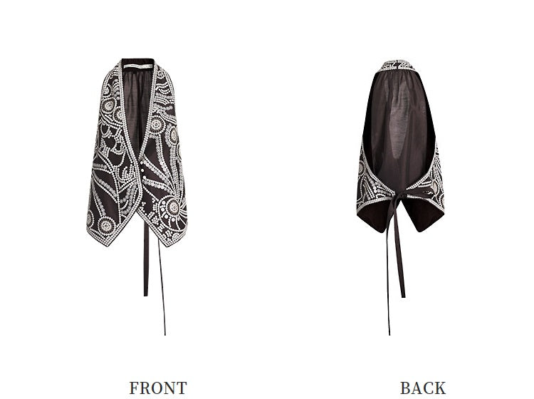 ZHUCHONGYUN heavy beaded embroidered linen vest-SNAIL.