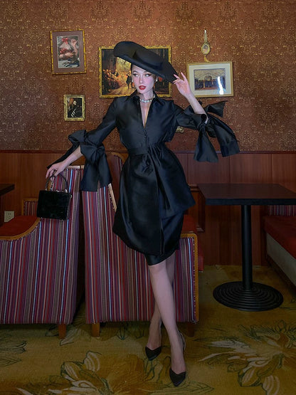 Le Palais Vintage Original Vintage Black Irregular Luxury High-waisted Pencil Skirt-GAL