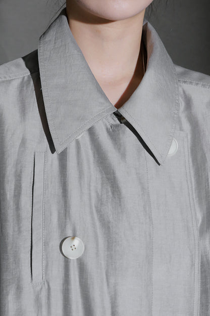 PIAOIN Light Luxury Silk Luster Tencel Linen Trench Coat Jacket -JOSEPHINE