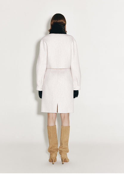 ATELIER MISS LU Vintage Cut-out Sheep Wool Double-faced Tweed Jacket - MARIA
