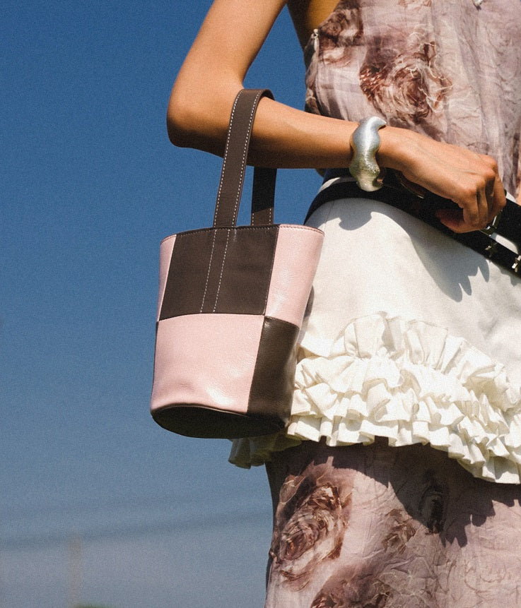 IUBALLET Sugar Cube Contrast Splicing Vegetable Bucket Bag - GLARING.