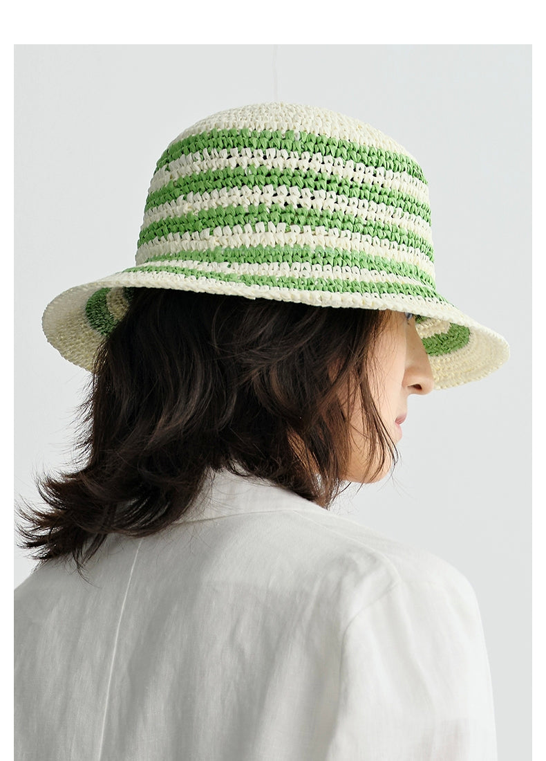COMME MOI  summer straw bucket hat visor - ELLIE.