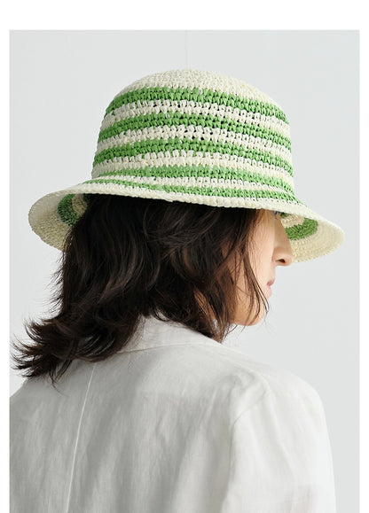 COMME MOI  summer straw bucket hat visor - ELLIE.