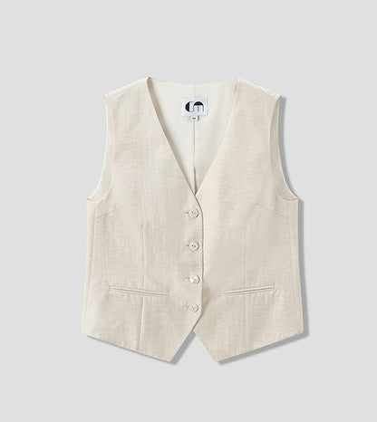 COMME MOI summer breathable V-neck short vest - THORAH.