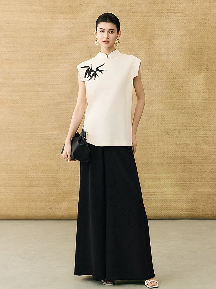 HECO Chinese Bamboo Leaf Print Short Sleeve T-Shirt - CHASE.