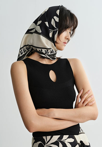 COMME MOI  summer women's double-sided printed silk scarf - NINA.