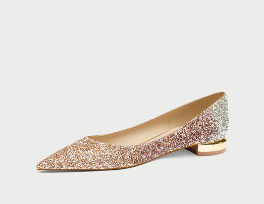 Pjjuu women's ballet flat  mid-heel kitten pointed toe wedding bridal pumps Shoes  - THRONE