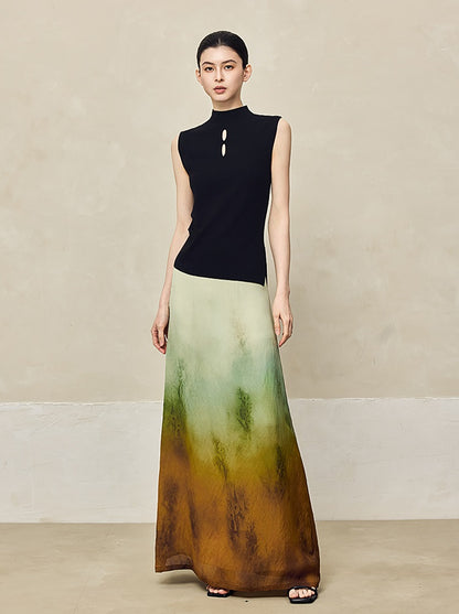 HECO Asymmetrical Wool Blend Sleeveless Mock Neckline Top- CHOOSE.