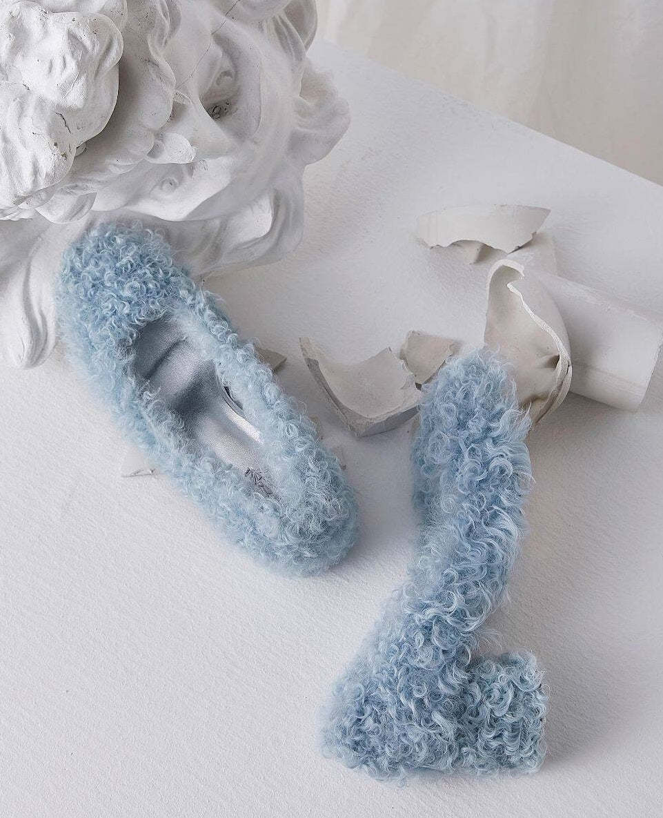 B-FEl lambswool shoes rolled mid heel-BUBA.