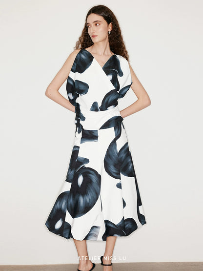 ATELIER MISS LU calla lily print backless stand-cut top - DESTINY