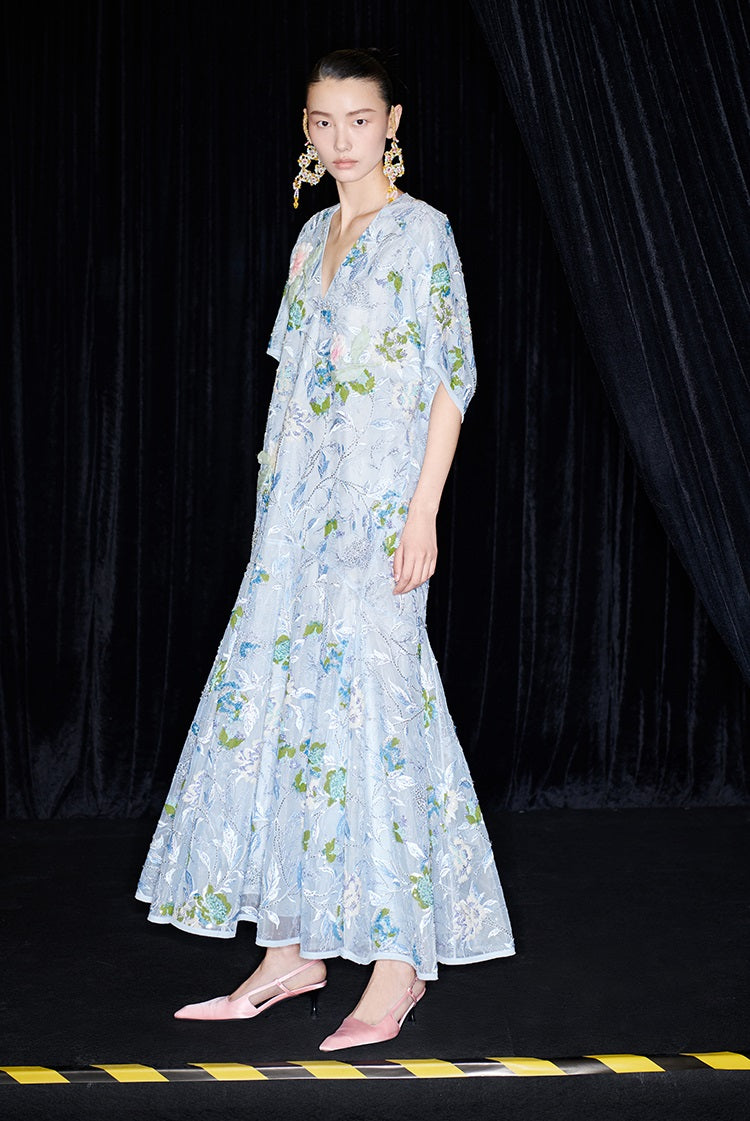 M essential Mackay designer Jiyi embroidery silk hand-dyed embroidery mermaid dress- YINKA.
