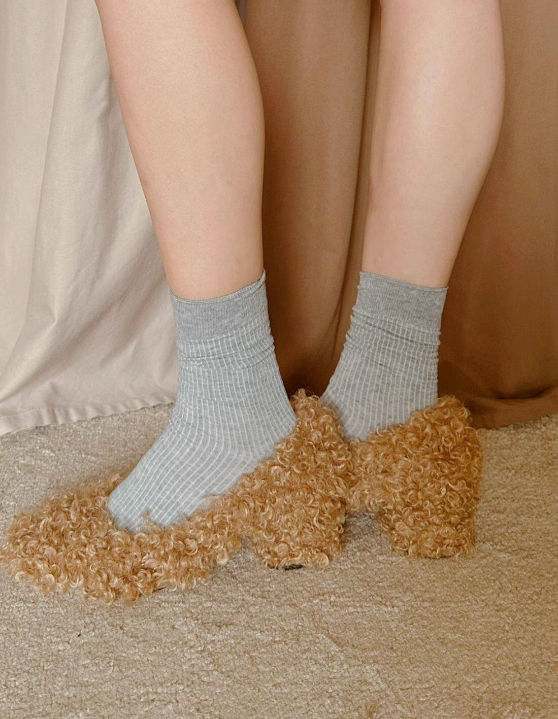 B-FEl lambswool shoes rolled mid heel-BUBA.