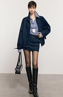 ANNASPEAK ROSSO Red Label Eco-Friendly Leather Heavy Jacket Skirt Set-GHUGH.