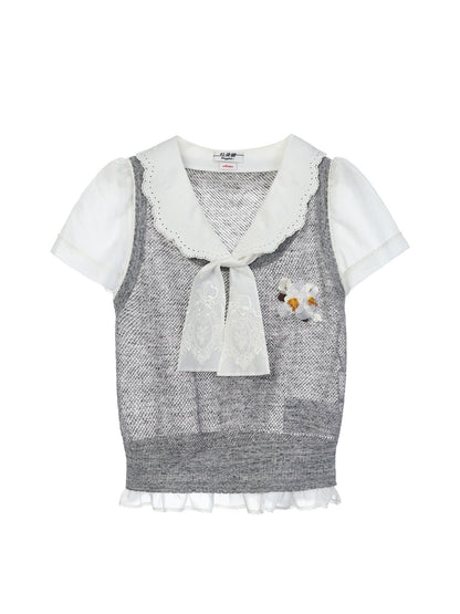 FAME Two Knitted Short Sleeve Top - RICK