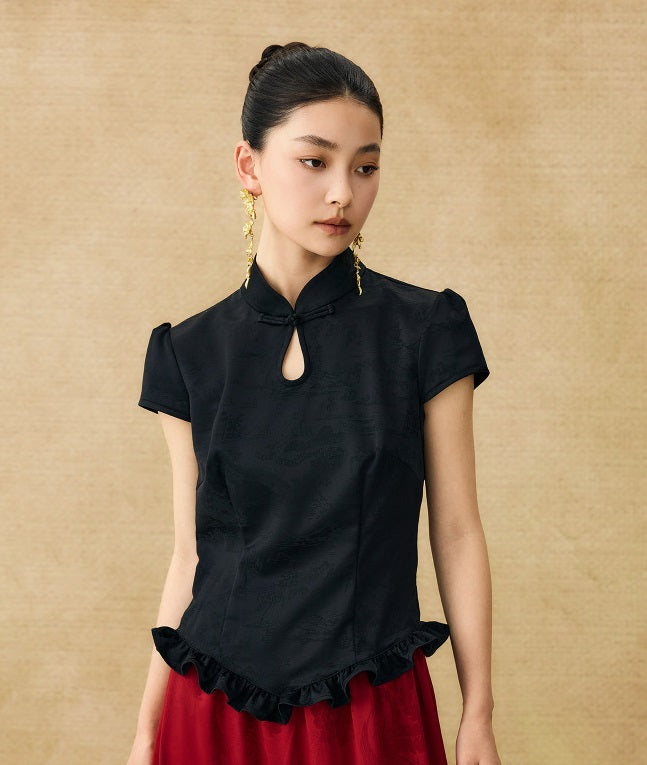 HECO Chinese Acetate Drop Neck Short Sleeve T-Shirt - GAIN.