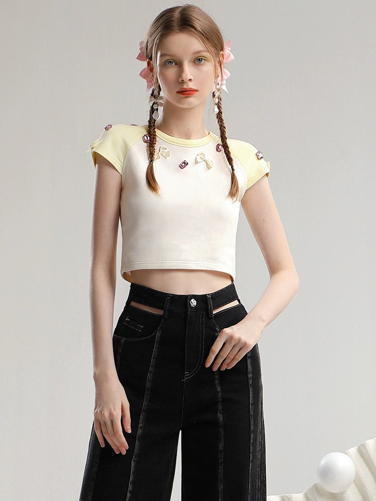 CHECOCRE Women's Short T-shirt Underwear With Suspender Denim Suit Skirt - JOHN