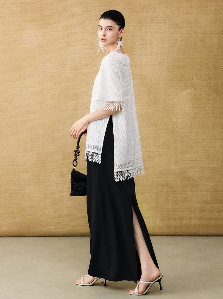 HECO Chinese butterfly bead embroidered slimming straight skirt - POLY.