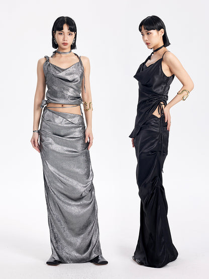 TINY IN two-tone pinch sexy long skirt -SAKUNA