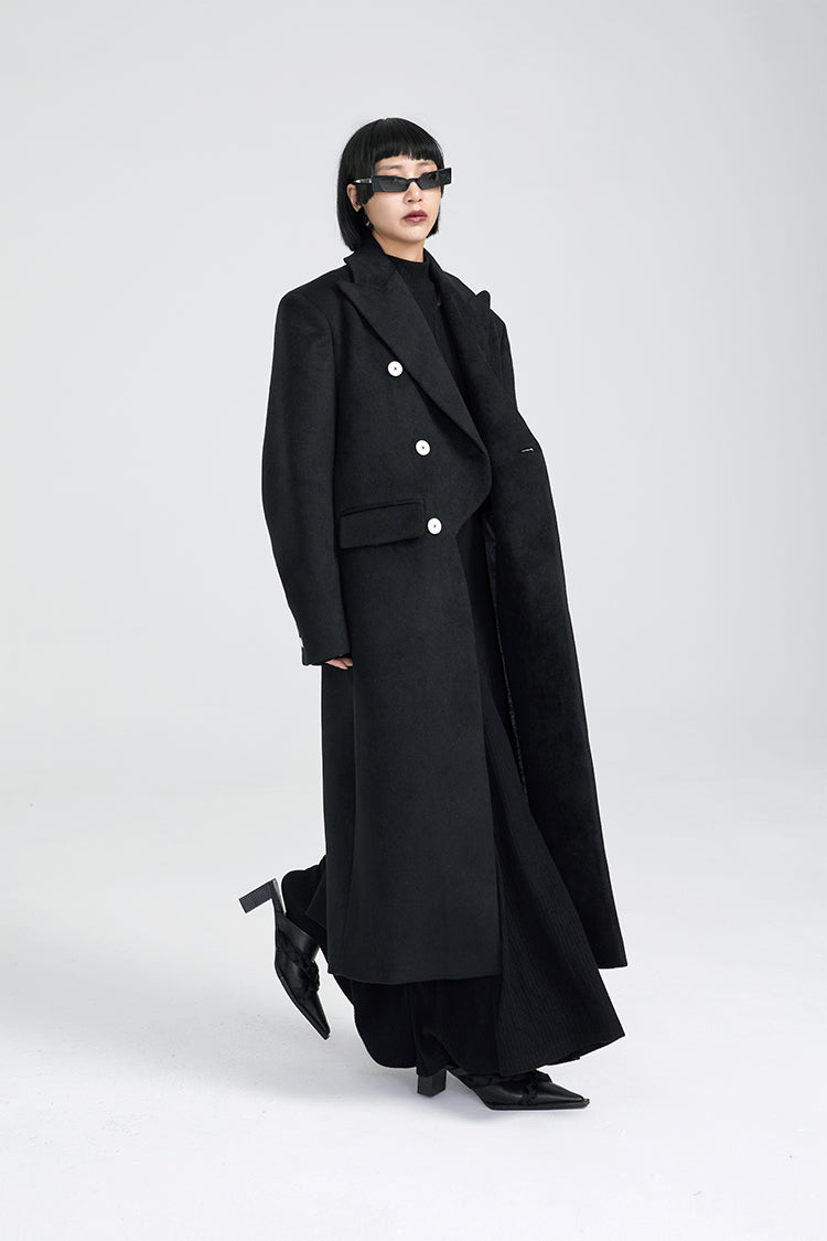 TINY IN Maxi double-breasted women's wool coat jacket - INO