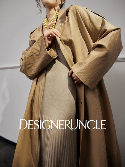 DGU "Twilight" khaki leather new high-end design commuter slimming top - GANT.