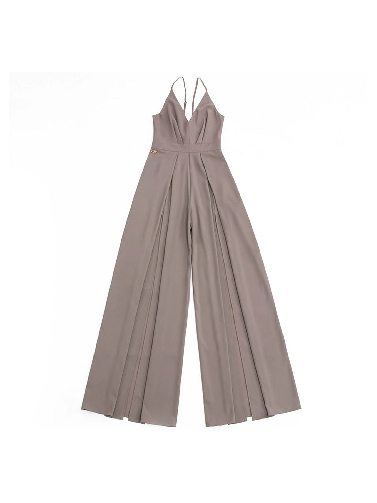 Le Palais Vintage sleek royal sister with a slit wide-leg pant-GANIRU.