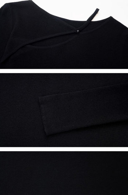 HECO asymmetrical hollow Red Black Apricot wool blend knitwear - mere.