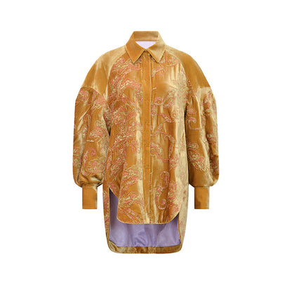 M essential Mackay designer brand Juyi velvet baggy shirt coat -  GREATFUL.