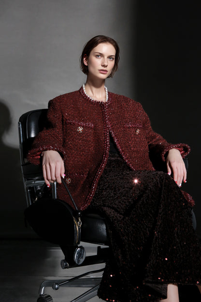 PIAOIN Elegant and Luxurious Small French Wool Short Jacket Spring-TIA