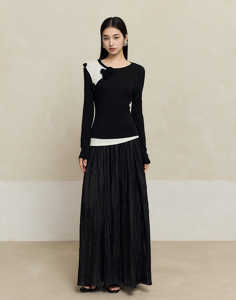 HECO three-dimensional handmade rose wool black knitwear women - throne.