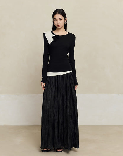 HECO three-dimensional handmade rose wool black knitwear women - throne.