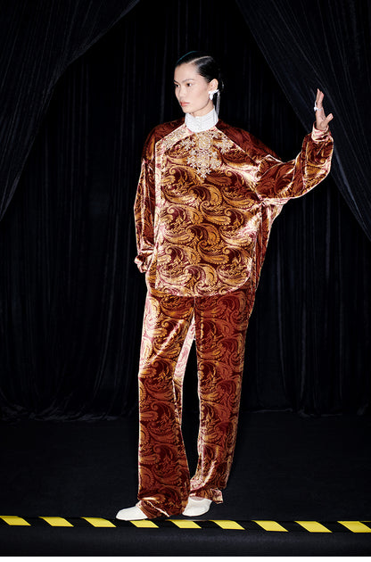 M essential Mackay designer embroidery oversized shirt pants set - calm.