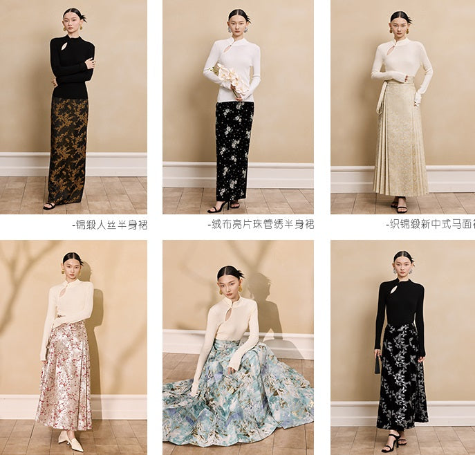 HECO Stand Collar red black white apricot Slim Bottom top Spring - treat.