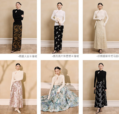 HECO Stand Collar red black white apricot Slim Bottom top Spring - treat.