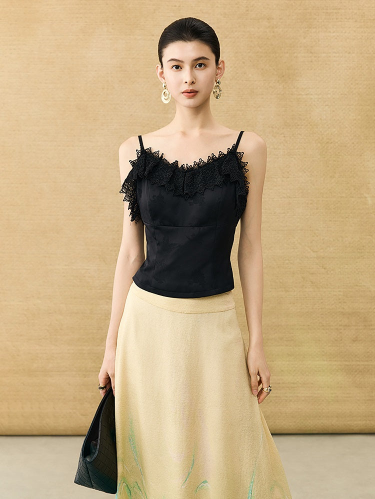 HECO Chinese High-end Acetate Lace Splicing Camisole - ZEPH.