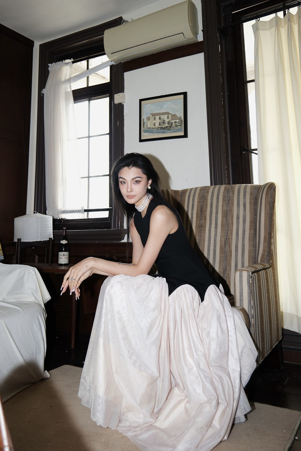 MEI SANGUAN Black and White Tulle Dress - ORION