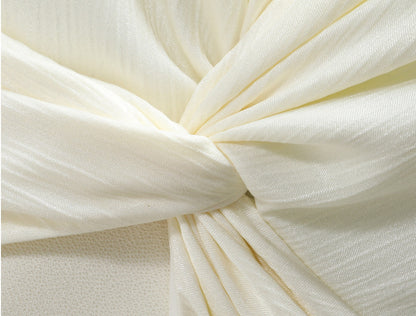 WANGXO | Wrinkled Bright Silk Satin Hemp V-Neck Twisted Waist Slim Dress -ZAYA.
