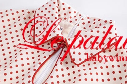 Le Palais Vintage  Elegant Red and White Polka Dot Slim Hong Kong Style Fishtail Dress-KONG