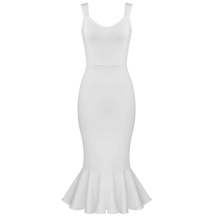 DOLLY Luxury French Style Sleeveless Slim Fit Long Fish Tail Banquet Dress-NARA