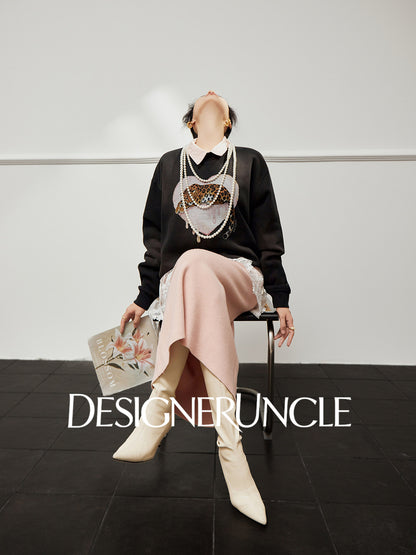 DGU×LAB "Juice Leopard" black loose and lazy design sweatshirt - SWEAD
