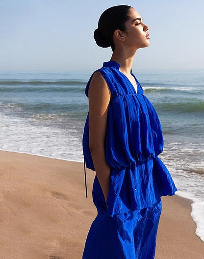 COMME MOI  summer women's bubble short top- ANDREW.