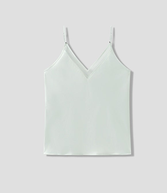 COMME MOI acetate V-neck patchwork suspenders - JUSTICE.