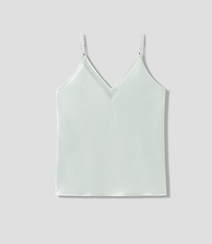 COMME MOI acetate V-neck patchwork suspenders - JUSTICE.