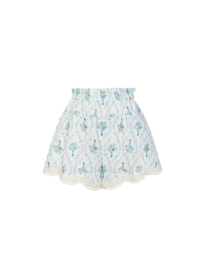 FAME embroidered beaded French lace bootcut shorts - CALEB