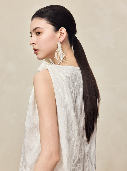 HECO Jacquard Acetic One-sided Kink White Red Black Top Woman - GOSPEL.