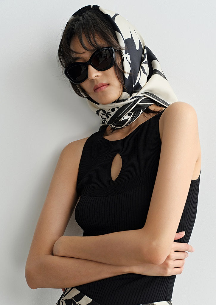 COMME MOI  summer women's double-sided printed silk scarf - NINA.